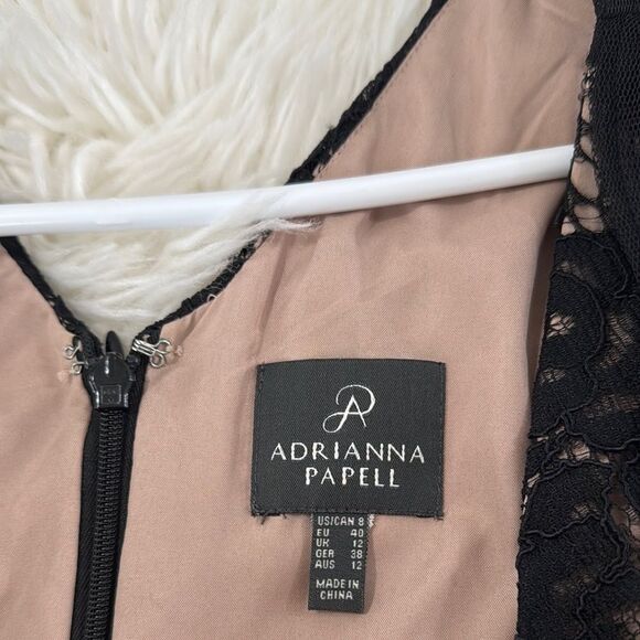ADRIANNA PAPELL Elegant Black Lace Dress Size 8 - Picture 7 of 10